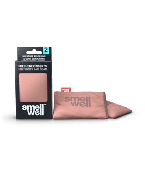 A package of SmellWell Active - Blush Pink and 2 SmellWell Active - Blush Pink freshener inserts bags next to it