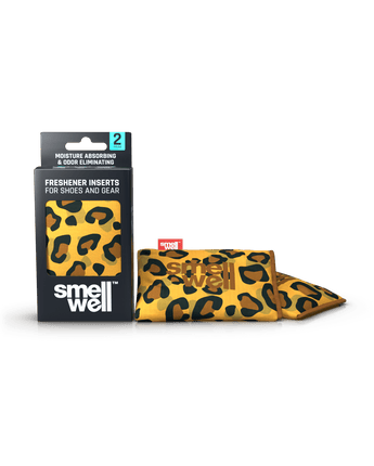 A package of SmellWell Active - Leo Brown and 2 SmellWell Active - Leo Brown freshener inserts bags next to it